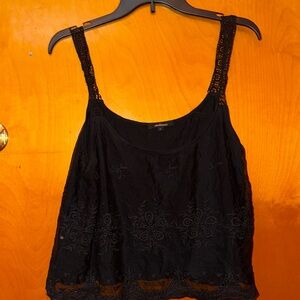 Black flower mesh tank top